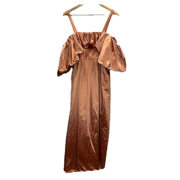 ULLA JOHNSON Lelita dress midi satin copper 8 off shoulder cocktail NWT formal - Picture 11 of 16